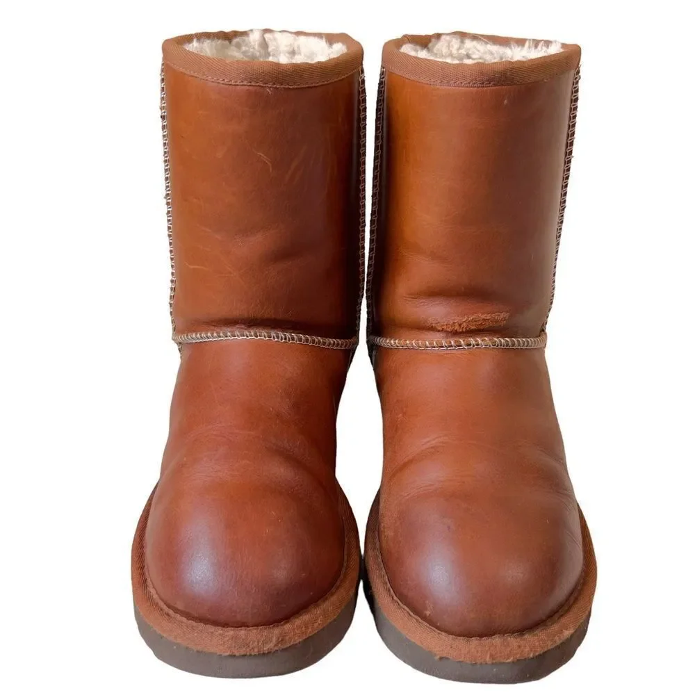 UGG Classic Short II Water-resistant Warm Chestnut Leather Boot